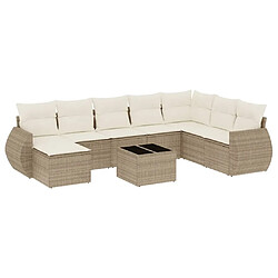 Maison Chic Salon de jardin avec coussins 9 pcs | Ensemble de Table et chaises | Mobilier d'Extérieur beige résine tressée -GKD74706