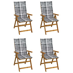 vidaXL Chaises inclinables de jardin lot de 4 et coussins Bois acacia