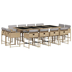 vidaXL Ensemble à manger de jardin et coussins 13 pcs mélange beige