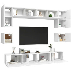 Avis Maison Chic Ensemble de meubles TV 8 pcs | Banc TV Moderne pour salon | Meuble de Rangement - Blanc Aggloméré -MN63793