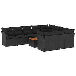 Maison Chic Salon de jardin 11 pcs avec coussins, Ensemble Tables et chaises d'extérieur noir résine tressée -GKD224185