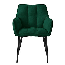 ML-Design Chaise de salle à manger vert foncé en tissu éponge pied noir métallique élégant