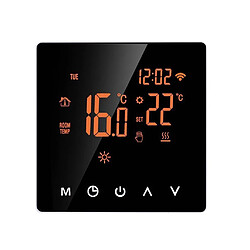 Écran de température du thermostat de chauffage programmable par application numérique intelligente Wi-Fi - Noir