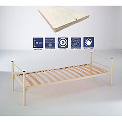 King Of Dreams Lit Métal Epoxy + Matelas Face Hiver Latex Naturel + Alèse 80x190 x 15 cm - Soutien Ferme - Ame Poli Lattex Haute Résilience - hypoallergénique