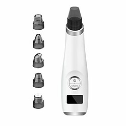 Chrono Aspirateur Points Noirs, Extracteur de Points Noirs Effet de Chaleur, Appareil de Beauté du Visage Avec écran LED, 5 Sondes et 3 Modes Noirs, Blanc