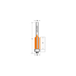 Fraise à affleurer avec roulement, coupe droite 3 tranchants D. 12,7 x Lu. 25,4 x Q. 8 mm - 906.227.11 - CMT