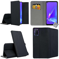 Htdmobiles Housse etui portefeuille avec coque intérieure en silicone pour Oppo A72 + film ecran - NOIR MAGNET