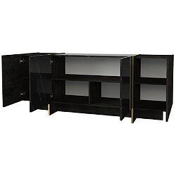 Acheter Vente-Unique Buffet avec 4 portes - Effet marbre noir, naturel foncé et doré - CADEBA II