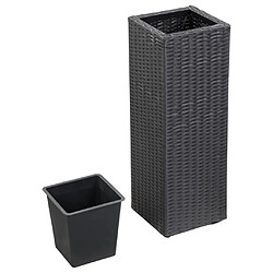 vidaXL Lits surélevés de jardin 3 pcs Résine tressée Noir pas cher