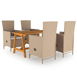 Salle à manger de jardin 5 pcs,Table et chaise à dîner Beige -MN27906