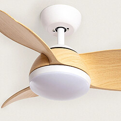 Acheter Ledkia Ventilateur de Plafond Silencieux Poros 35W 76cm Motor DC Avec lumière Télécommande Blanc Bois Non