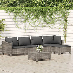 Maison Chic Salon de jardin 6 pcs + coussins - Mobilier/Meubles de jardin - Table et chaises d'extérieur Gris Résine tressée -MN76731