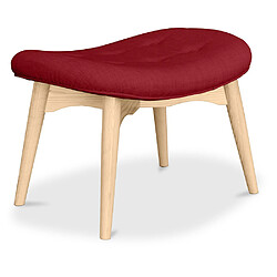 ICONIK INTERIOR Repose-pieds tapissé en lin - Design scandinave - Bois - Kontor Rouge