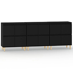 vidaXL Buffets 3 pcs noir 60x35x70 cm bois d'ingénierie