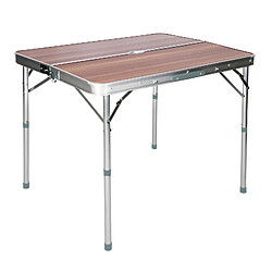 Helloshop26 Table pliante valise aluminium 2 bancs table de camping finition 90 cm en bois fête barbecue 16_0002497 pas cher