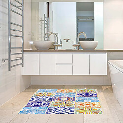 Alter Tapis de bain, 100% Made in Italy, Tapis antitache avec impression numérique, Tapis antidérapant et lavable, Modèle Maiolica - Abby, 120x70 cm