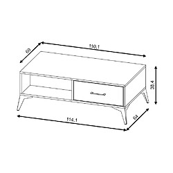 Avis Vivaldi Table Basse LUGO LU08 2S Chene Artisan/Vert