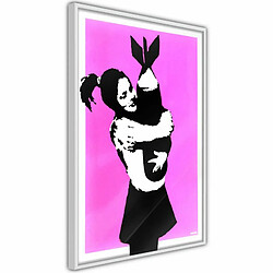 Paris Prix Affiche Murale Encadrée Banksy Bomb Hugger 20 x 30 cm Blanc