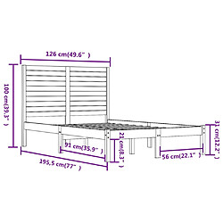 vidaXL Cadre de lit sans matelas 120x190 cm bois massif pas cher