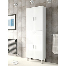 Avis MIRAKEMUEBLE Colonne de salle de bain avec 4 portes et 1 tiroir Aruba - Glossy White Brillance