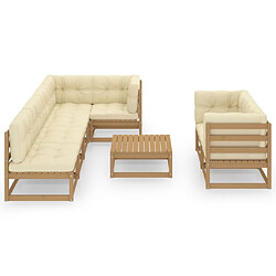 Avis Maison Chic Salon de jardin 8 pcs + coussins - Mobilier/Meubles de jardin - Table et chaises d'extérieur Bois de pin massif -MN62745