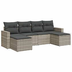 vidaXL Salon de jardin 6 pcs avec coussins gris clair résine tressée