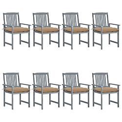 Maison Chic Lot de 8 Chaises de jardin avec coussins | chaises d'extérieur | Fauteuil Relax Bois d'acacia solide Gris -GKD41522