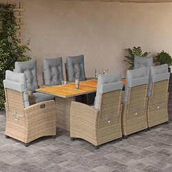 vidaXL Ensemble à manger de jardin et coussins 9 pcs mélange beige