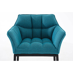 Decoshop26 Tabouret de bar chaise haute de comptoir couture carrées assise en tissu turquoise 4 pieds stables en métal noir 10_0004707 pas cher