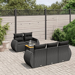 Maison Chic Ensemble Tables et chaises d'extérieur 6pcs avec coussins,Salon de jardin noir résine tressée -GKD174941