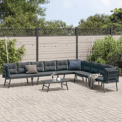 vidaXL Ensemble de bancs de jardin avec coussins 5 pcs noir