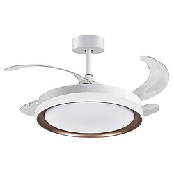 Ventilateur de plafond KIGALI blanc/marron, 4 pales escamotables, 72W LED 3000|4000|6000K H35xP.108/50cm