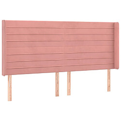 Maison Chic Tête de lit scandinave avec oreilles,meuble de chambre Rose 163x16x118/128 cm Velours -MN52609