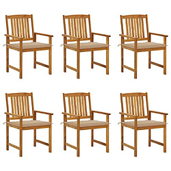 Maison Chic Lot de 6 Chaises de jardin avec coussins | chaises d'extérieur | Fauteuil Relax Bois d'acacia massif -GKD33942