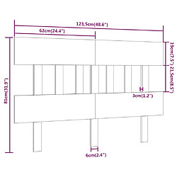 vidaXL Tête de lit Marron miel 123,5x3x81 cm Bois massif de pin pas cher