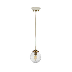 Elstead Lighting Suspension Cosmos Acier,verre nervuré transparent Peint en crème + plaqué laiton vieilli