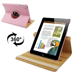 Wewoo Smart Cover rose pour nouvel iPad 3 Étui en cuir pivotant de 360 degrés avec fonction de veille / réveil et support