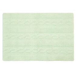 Lorena Canals Tapis coton motif tresse - vert - 120 x 80