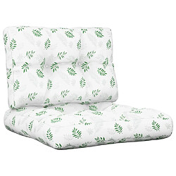 vidaXL Coussins de palette lot de 2 motif de feuilles tissu