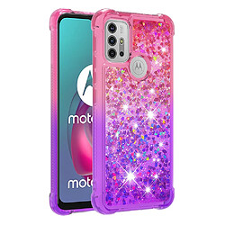 Coque en TPU Antichoc Dégradé Paillettes Paillettes Sable Mouvant rose-mauve pour votre Motorola Moto G30/G10