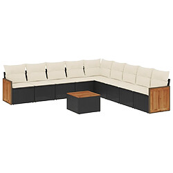 Maison Chic Salon de jardin 10 pcs avec coussins, Ensemble Tables et chaises d'extérieur noir résine tressée -GKD850324