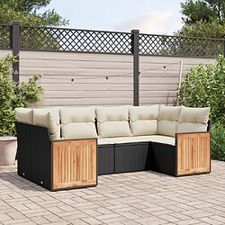 vidaXL Salon de jardin 6 pcs avec coussins noir résine tressée