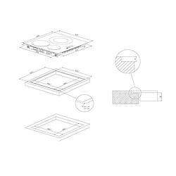 Table de cuisson induction 60cm 3 feux 7200w noir - RI633C/M1 - ROSIERES