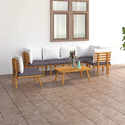 vidaXL Salon de jardin 7 pcs avec coussins Bois d'acacia solide