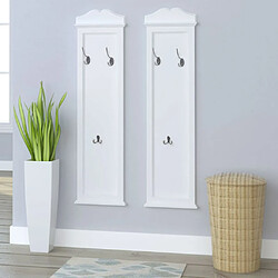 Decoshop26 Lot de 2 portemanteaux muraux en MDF Blanc DEC024185