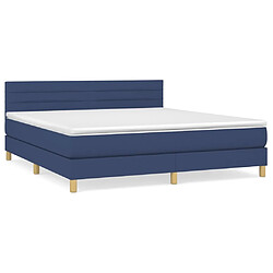 Maison Chic Lit adulte- Lit + matelas,Sommier à lattes de lit avec matelas Bleu 180x200 cm Tissu -GKD62822