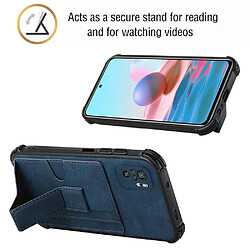 Coque en TPU + PU anti-chute, avec béquille et porte-cartes saphire pour votre Xiaomi Redmi Note 10 4G/Note 10S