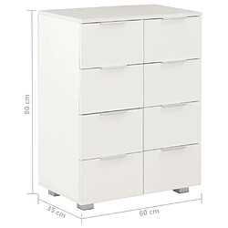 vidaXL Buffet Blanc brillant 60x35x80 cm Bois d'ingénierie pas cher