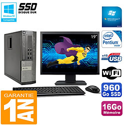 PC DELL 990 SFF Intel G840 Ram 16Go Disque 960Go SSD Graveur Wifi W7 Ecran 19" - Occasion