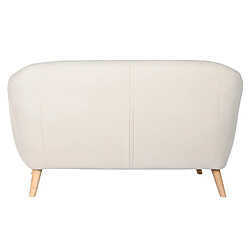 Pegane Canapé de salon en polyester blanc et bois naturel - longueur 146 x profondeur 84 x hauteur 82 cm